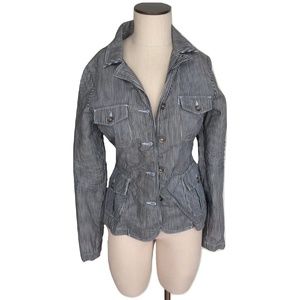 New Level 99 Black White Stripe Denim Blazer